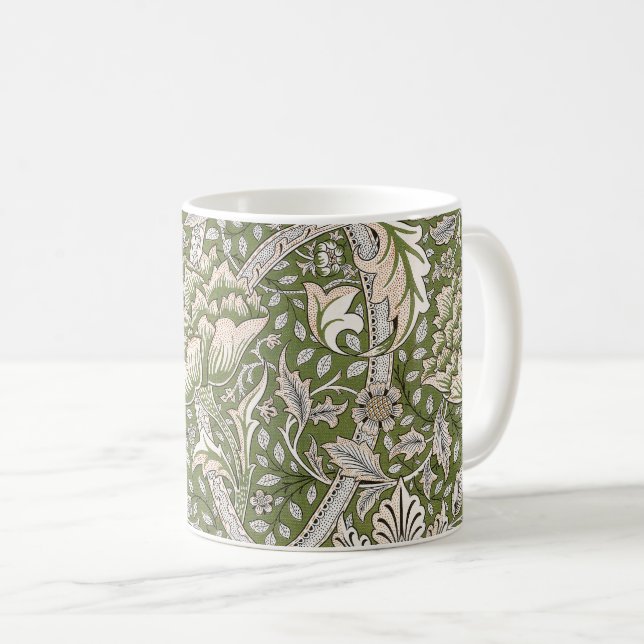 Taza De Café : Patrón verde Windrush de William Morris: Vintage (Anverso derecho)