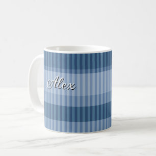 Taza De Café patrón vertical de rayas de tonos azules