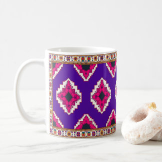 Taza De Café Patrón vibrante de arte popular boho geométrico pú