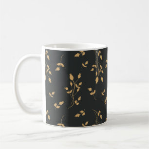 Taza De Café Patrón vintage con siluetas berry y hojas 