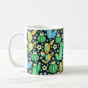 Taza De Café Patrón vintage con suculentos. Cactus acuarela