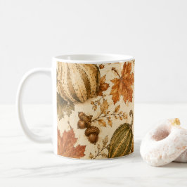 Taza De Café Patrón vintage de calabaza y verduras de otoño 