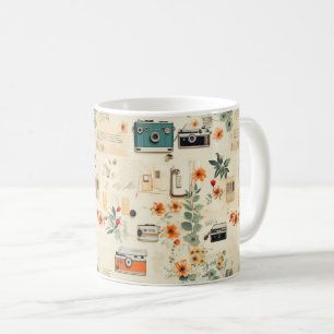 Taza De Café Patrón Vintage de Floral y cámara (6)