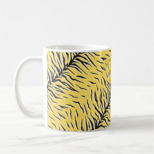 Taza De Café Patrón vintage de tigre negro y amarillo sin foco.