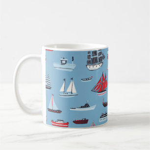 Taza De Café patrón vintage de viaje en barco