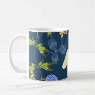 Taza De Café Patrón vintage floral sin costura con flores, pulg