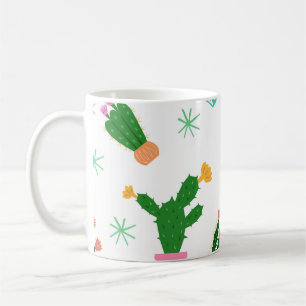 Taza De Café Patrón vintage sin fisuras de Cactus, ornamento re