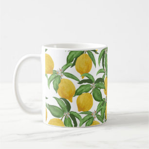 Taza De Café Patrón vintage sin fisuras de limón. Bac de frutas
