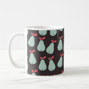 Taza De Café Patrón vintage sin foco con peras de menta. Bab de