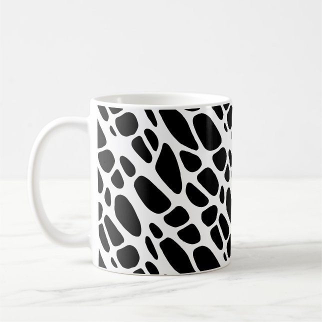 Taza De Café Patrón web orgánico gótico negro y blanco (Izquierda)