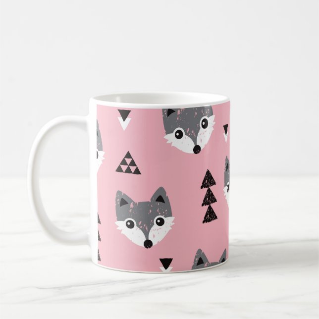 Taza De Café Patrón Woodland de Fox de bebé geométrico (Izquierda)