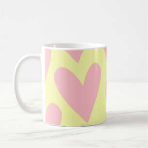 Taza De Café Patrón Y2K amarillo rosado lindo simple del corazó