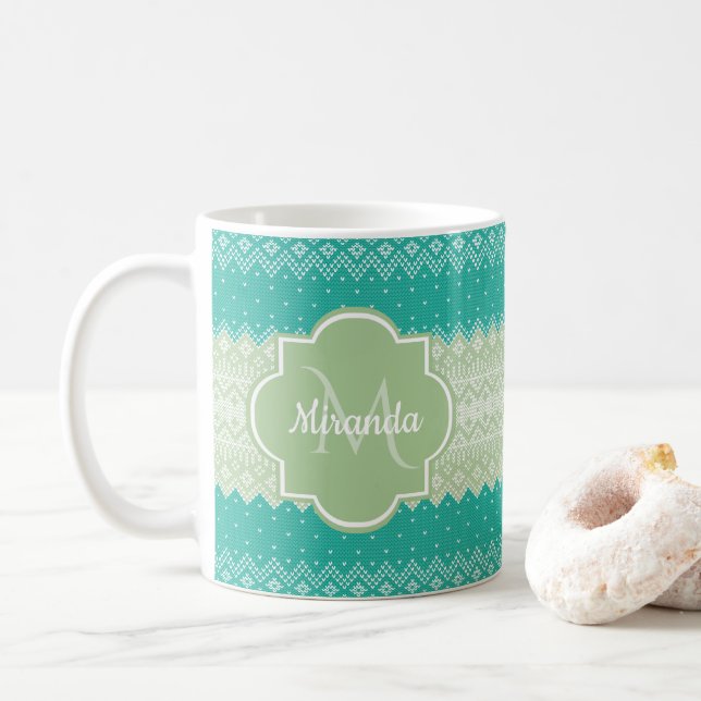 Taza De Café Patrón y nombre de la nueva fábrica Verde azulada  (Con donut)