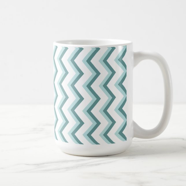 Taza De Café Patrón ZigZag Chevron en verde menta (Derecha)
