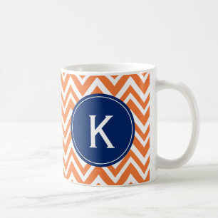 Taza De Café Patrón Zigzag de Naranja monograma