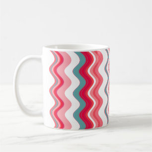 Taza De Café Patrón Zigzag de onda azul rosa