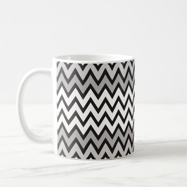 Taza De Café Patrón ZIGZAG - gris blanco negro + tu idea (Izquierda)