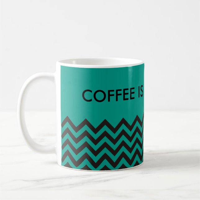 Taza De Café Patrón ZIGZAG - negro + tu fondo y texto (Izquierda)