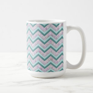 Taza De Café Patrón ZigZag Verde azulado de Pearl Floral