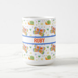 Taza De Café Patroneado con el caracol y la mariposa de un niño