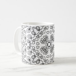 Taza De Café Patrones cardíacos de forma blanca y negra