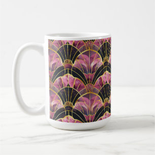TAZA DE CAFÉ PATRONES DE ARTE DECO DE ORO NEGRO ROJO