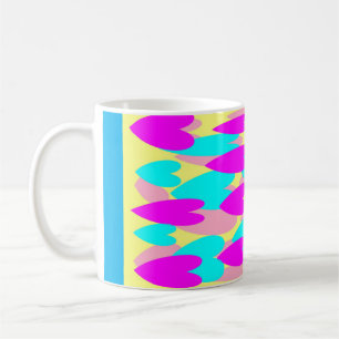 Taza De Café Patrones de color azul y amarillo pálido de color 