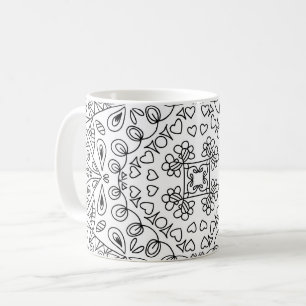 Taza De Café Patrones de Corazones de Formas en Blanco y Negro