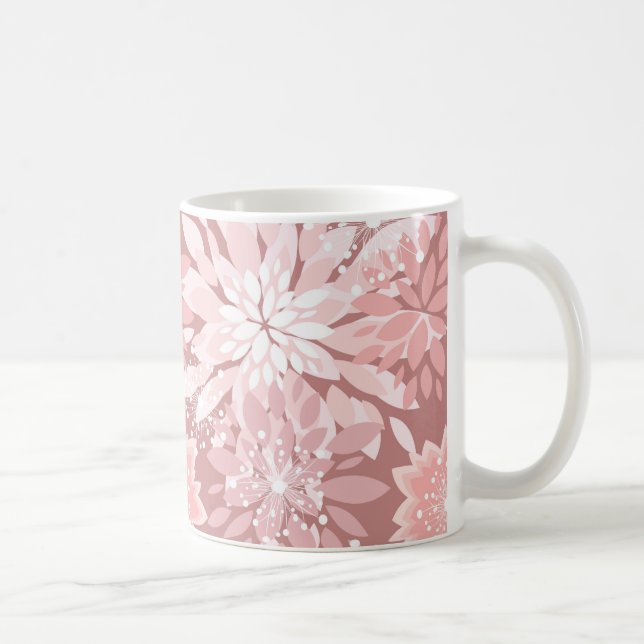 Taza De Café Patrones de flora rosa primavera (Derecha)
