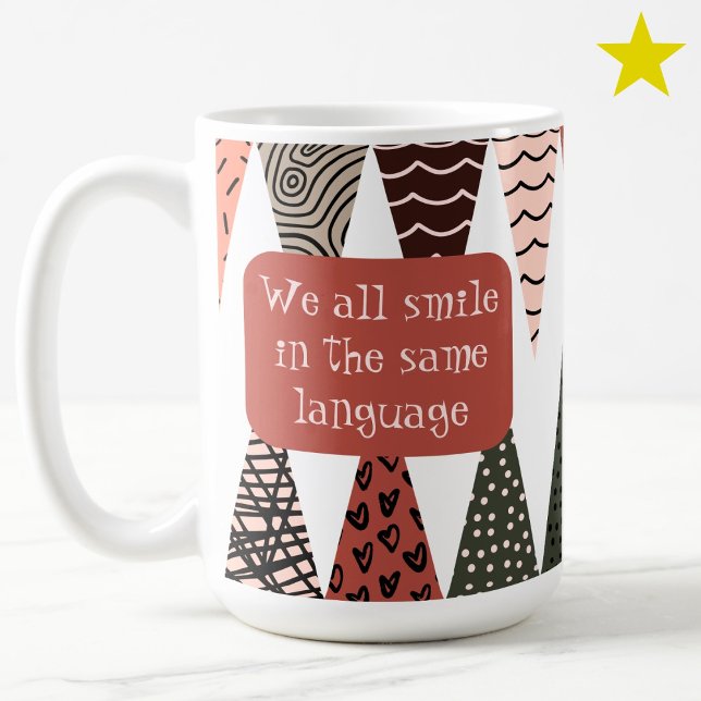 Taza De Café Patrones de garabatos de bandera de patchwork rosa (Subido por el creador)