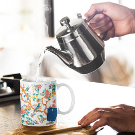 Taza De Café Patrones de inspiración asiática, aves de flores c