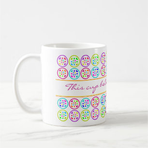 Taza De Café patrones de lima, turquesa, lila y círculo rosa