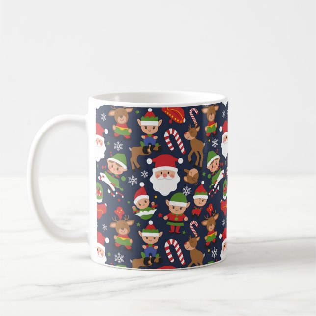 Taza De Café Patrones de Navidades de feriado de alegría (Izquierda)