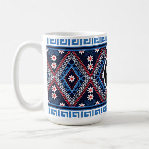 Taza De Café Patrones geométricos étnicos abstractos azules con