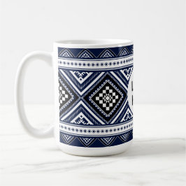 Taza De Café Patrones geométricos étnicos abstractos negros con