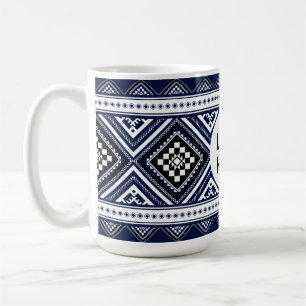 Taza De Café Patrones geométricos étnicos abstractos negros con