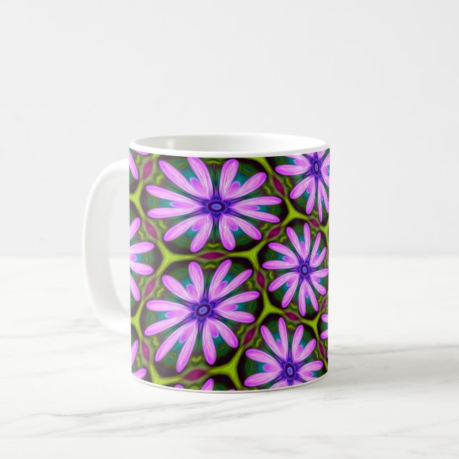 Taza De Café Patrones margueritas púrpura (Anverso izquierdo)