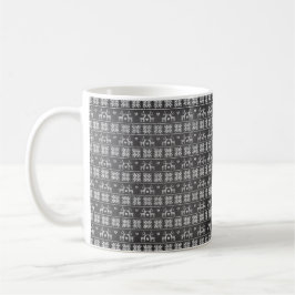 TAZA DE CAFÉ PATRONES NAVIDEÑOS EN NEGRO Y BLANCO