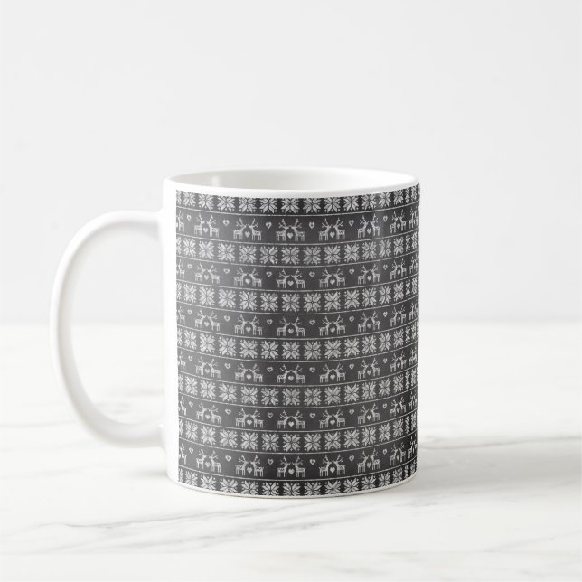TAZA DE CAFÉ PATRONES NAVIDEÑOS EN NEGRO Y BLANCO (Izquierda)