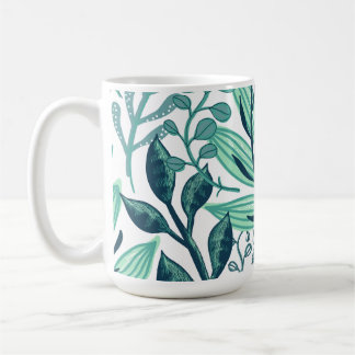 Taza De Café Patrones tropicales de hojas azules otoñales
