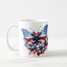 Taza De Café Patrotic Butterflies Bandera de Estados Unidos 4 d