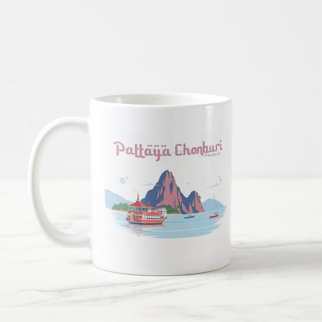 Taza De Café Pattaya Chonburi Thailand Pastel Travel (Izquierda)