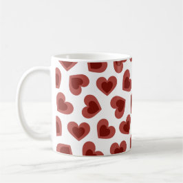 Taza De Café Pattern of Hearts Stylish Modern White Red Chic 