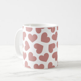 Taza De Café Pattern of Hearts Stylish Modern White Red Chic 