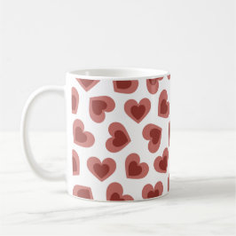 Taza De Café Pattern of Hearts Stylish Modern White Red Chic 