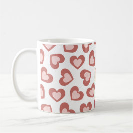 Taza De Café Pattern of Hearts Stylish Modern White Red Chic 