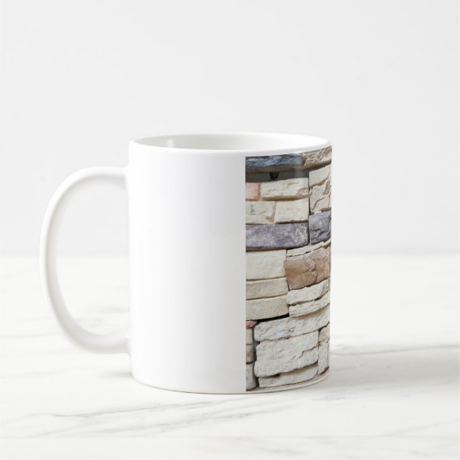 Taza De Café Pattern of Modern stone Brick Wall Surfaced backgr (Izquierda)