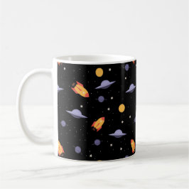 Taza De Café Pattern space ufo orange black