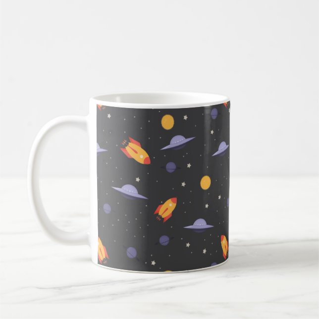 Taza De Café Pattern space ufo orange gray (Izquierda)