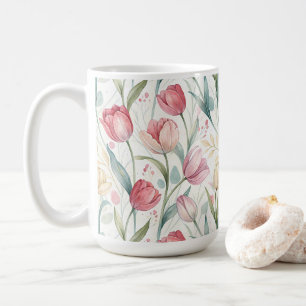 Taza De Café Pattern Watercolor Modern Tulips